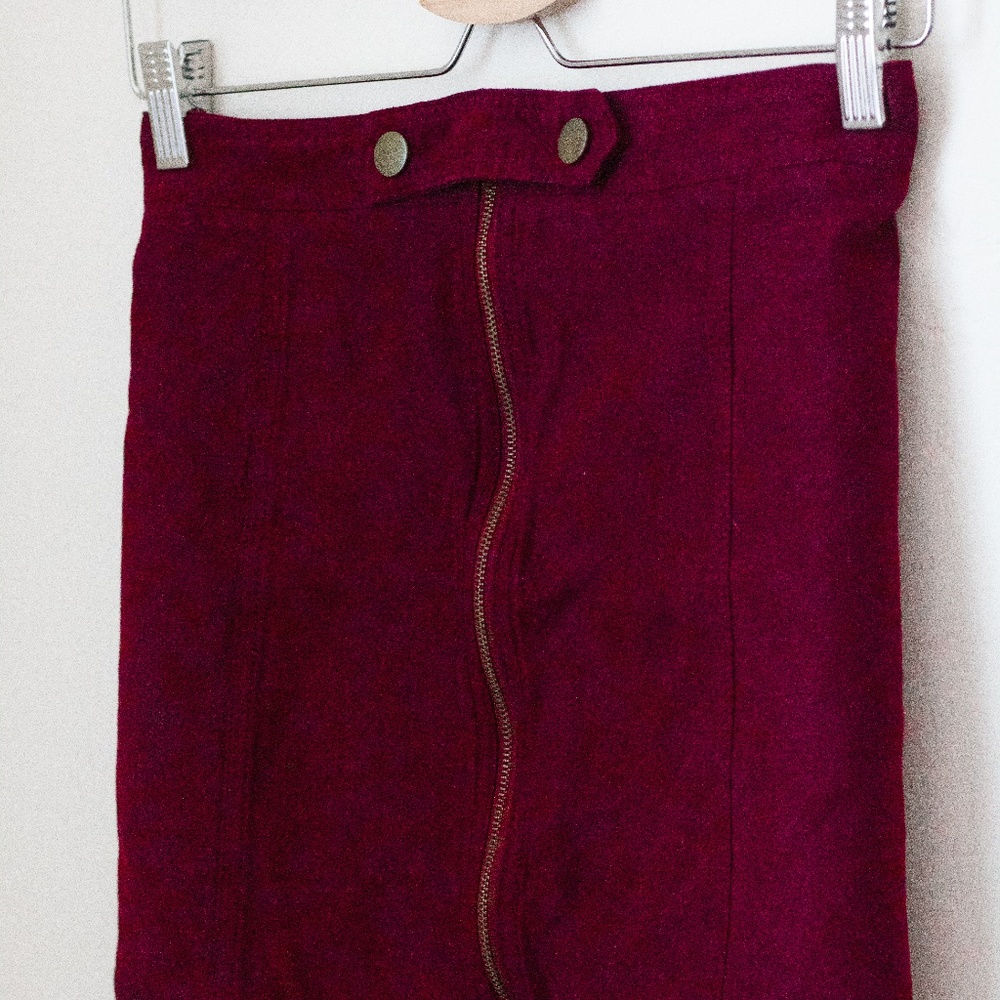 Maroon Zipper Mini Skirt